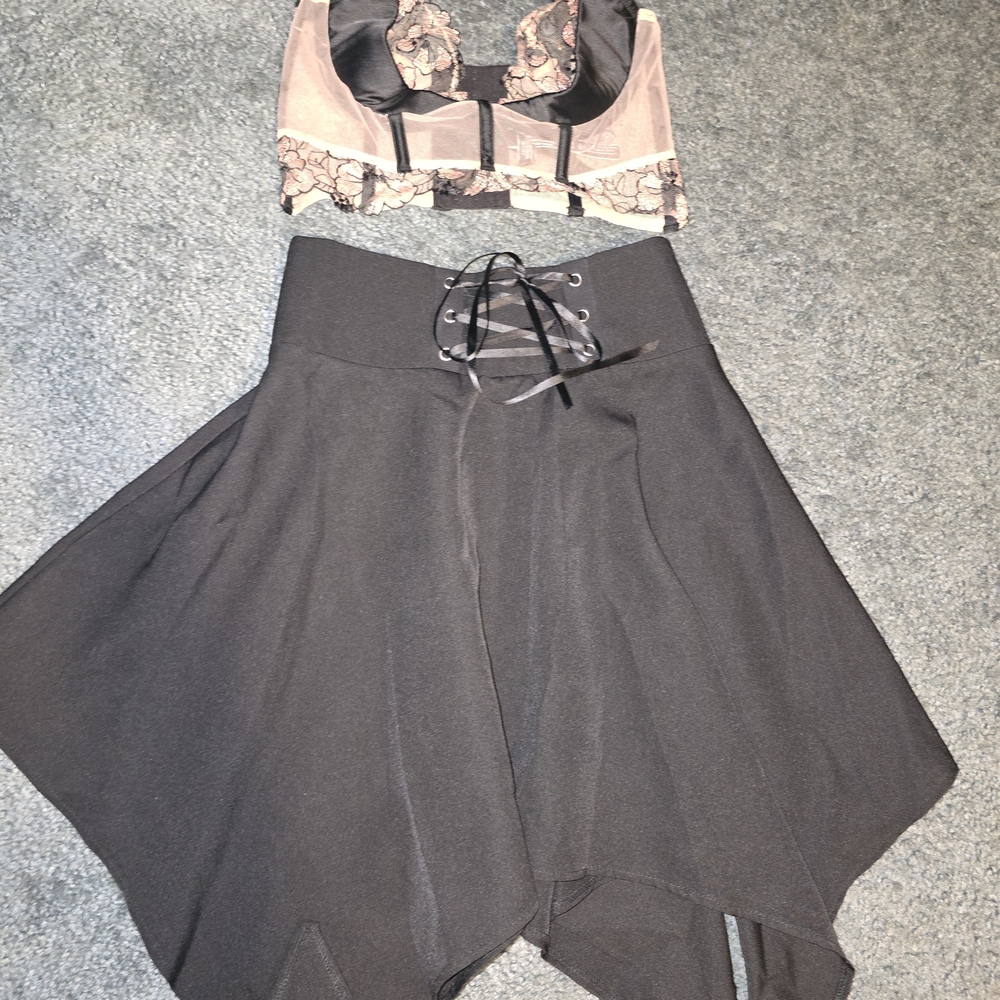 Elegant Black Lace-Up Skirt